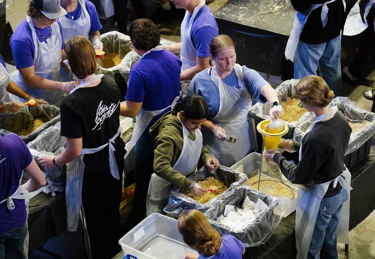 Food Repacking Event No Child Hungry meal packing - GCU News