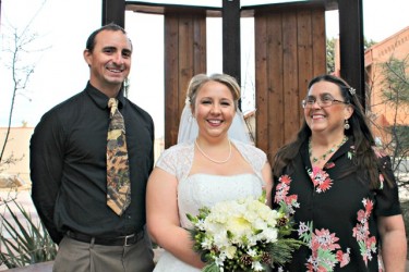 Carmen Whitted (center) is joined by Clayton and sister Cheryl at her December wedding in their hometown of Prescott.