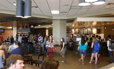The Union's second floor also includes a TV-equipped lounge that adjoins the new Starbucks. (Photo by Darryl Webb)