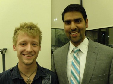 Matthew Mittelberg (left) was instrumental in bringing Christian apologist Nabeel Qureshi to campus on Wednesday.