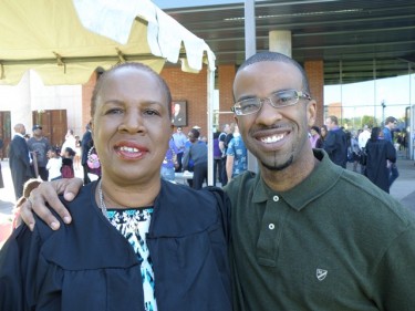 Zoe Terry and her son Todd, both of whom earned master's degrees this year.