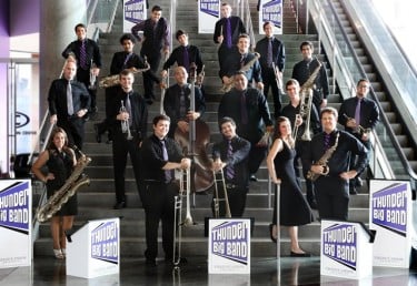Under the direction of Paul Koch (second row, far left), the Thunder Big Band has come together quickly and is making great music. (Photo by Darryl Webb)
