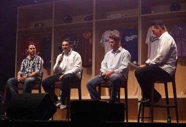 Wednesday night's "Tales From the Dugout" heard from ((from left) Ian Kennedy, Adrian Gonzalez and Clayton Kershaw, with former Antelope Tim Salmon serving as co-host.