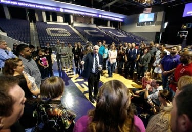 McCain meets with GCU veterans inside the Arena.