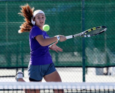 Tatum Prudhomme, a freshman this spring for the GCU women’s tennis team, won’t turn 17 until after the season.
