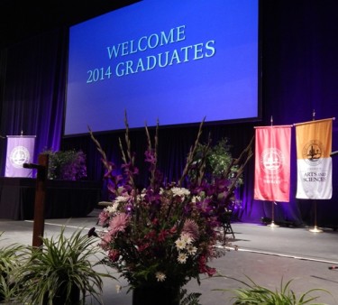 The stage at Comerica Theatre in downtown Phoenix, scene of two days of commencement.