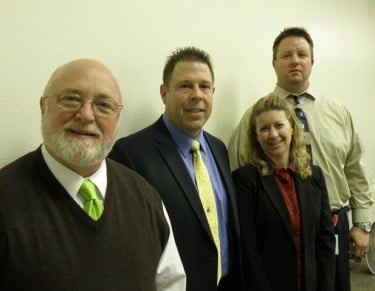 Research Colloquium presenters (from left) Dr. Timothy Larkin, Dr. Timothy Dahlstrom, Kelly Damron and Jeff Martin.