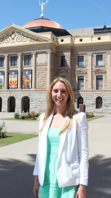 Katie Scates outside the State Capitol