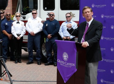 GCU President and CEO Brian Mueller characterized the University's $125,000 contribution as essential to maintaining  public safety in the community.