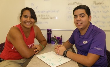 Maribel Martinez, a junior at Alhambra High, and Juan Villegas, a tutor in GCU's Learning Lounge, have both benefitted from the University's free afternschool tutoring program. 