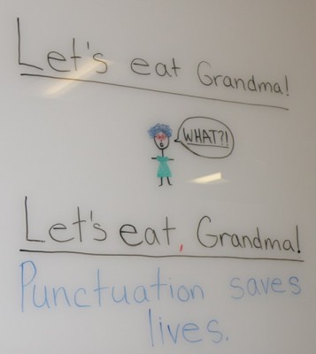 Even learning to use commas is entertaining at the Learning Lounge. 