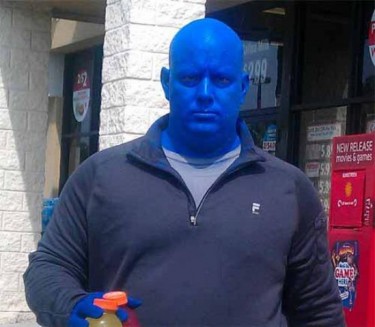 Michael Miller in his Blue Man outfit.