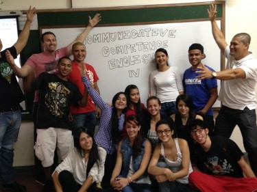 Jim Mostofo (top left) with some of the Colombian students and the professor he shadowed, Juan Gomez.