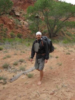 Marshall Dilworth says he likes to hike barefoot, but his feet are usually "quite black."