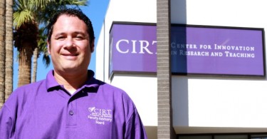 GCU online professor John Steele is admired by his peers for his dedication to improving the student learning experience. Steel and three online students will be honored at Online Student and Faculty Appreciation Night Saturday on campus. (Photo by Tyler McDonald)