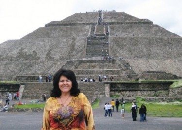 Rosa Avila at the Pyramid of the Sun in  Teotihuacan, the ancient Mayan city outside Mexico City 