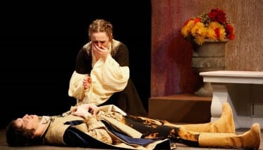 Juliet cries over her Romeo. 