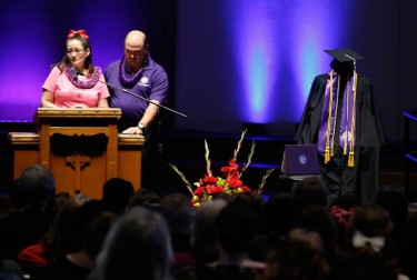 Kathy Laneri, with her husband, Eric, shares memories of their daughter Ashley, a GCU student who died from injuries she sustained in a car accident. Ashley would have walked with her class at commencement on April 23.