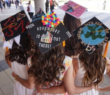 Mortarboards decorated by nursing students were nothing short of majestic. 