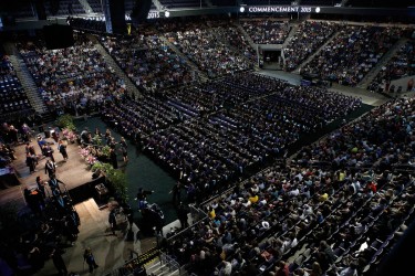 The crowd at Saturday morning's commencement ceremony was the biggest of the three days. (Photo by Darryl Webb)