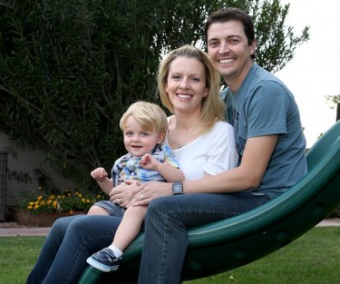 The Nedellas, (from left) Jesse, Nicole and Brent, enjoy family time in the backyard of their Avondale, Ariz., home. 