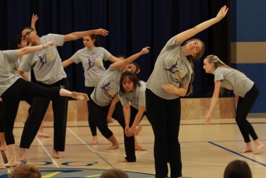 GCU dancers perform for sixth graders at St. Francis Xavier Elementary in Phoenix. 