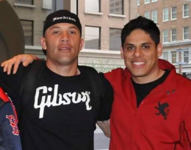 Roman Rubio (right) with former pro baseball player Alfredo Aceves