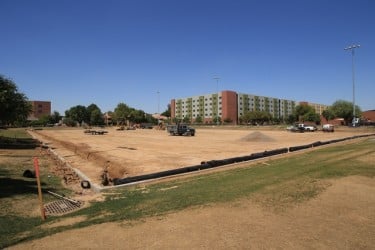 The intramural field will be carpeted in new artificial turf.