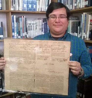 GCU senior Francisco Lira discovered a 1798 document signed by President John Adams during his internship at the Maritime Museum of San Diego. (Courtesy of Francisco Lira)
