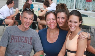 Jacki Ahern (second from left), her husband Bob and daughters Danielle (with her hair in a bun) and Allison, a GCU sophomore
