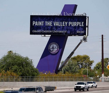 GCU's new billboard greets commuters along Interstate 17. (Photo by Darryl Webb)
