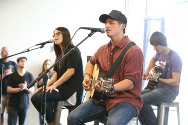 Tanner Krenz (right) and Maddison Harris perform one of the Canyon Worship EP songs.