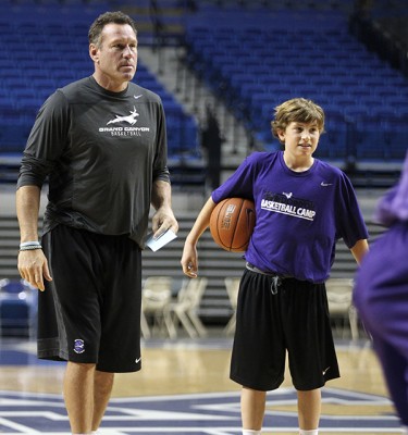 Majerle's son, Max, is a frequent visitor to games and practices.