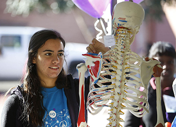 High school students were able to get up close to variety of science tools, including skeletons and real cadavers. 