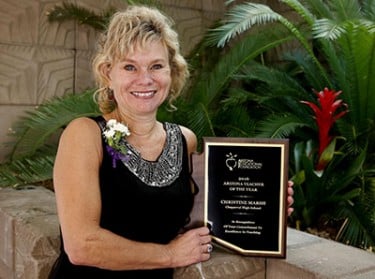 Christine Marsh, a longtime teacher in Scottsdale and GCU alumna, was named the 2016 Arizona Teacher of the Year Thursday by the Arizona Educational Foundation. 