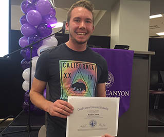 Daniel Conrad, from Spokane, Wash. won a free GCU meal plan for first term freshman year.