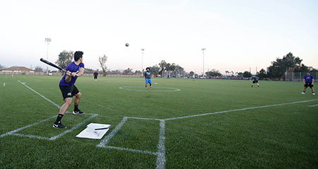 GCU's spring intramural season kicked off this week with slow-pitch softball at the new Colter Field. 