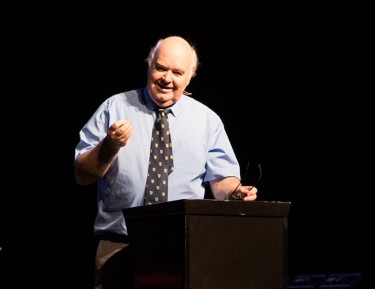 Dr. John Lennox shared a number of strong opinions during his Chapel talk Monday. (Photo by Cameron Stow)