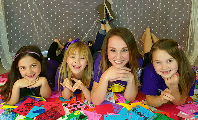 GCU enrollment counselor Marissa Rutherford and her daughters, from left, XXXXXXXXXXXX, created Cupids for Kids! to help children with cancer. 