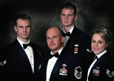 From left, Brandon Hall, Steve Hall, Michael Hall and Chaunte Myers are an Air Force family that shares pride, love for GCU and a mission to serve military veterans. (Portrait Shoppe, Macon, Ga.)