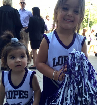 Little Lopes come to cheer for Kimberly Dewey.
