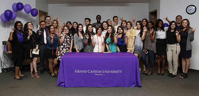 The 25 Alhambra High School students who earned a Students Inspiring Students scholarship get a head start on doing their Lopes up.