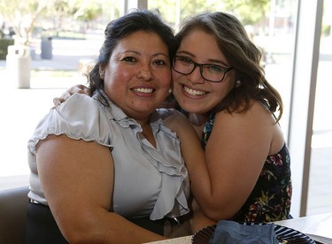 Brenda Batres (right) of Alhambra High School was very emotional last week when she learned that she was getting the scholarship, and she and her mom were still bubbling with excitement Thursday.