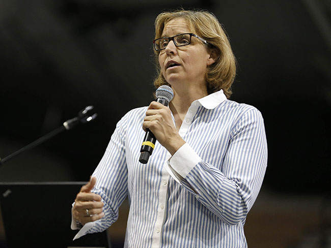 Megan Smith, U.S. Chief Technology Officer and Adviser to the President, addresses the Chief Science Officers on Wednesday at GCU.