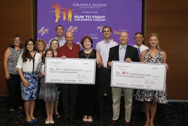 GCU Foundation Board of Directors with Run to Fight Children’s Cancer beneficiaries and guests at the 2016 check presentation.