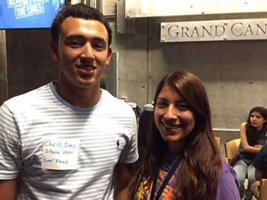 Chris Diaz of San Diego, left, and Rosaura Carrillo, from Tempe, met each other and about a dozen other GCU freshmen with similar experiences.
