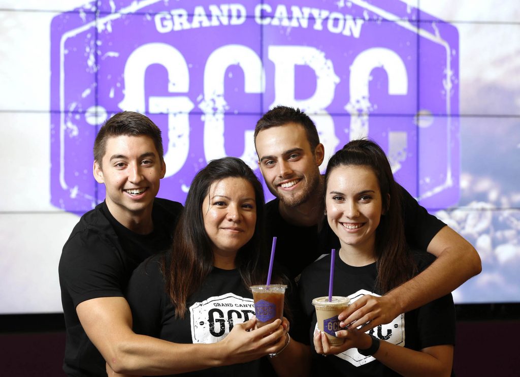 Parker Shipe, Julisa Smith, Brennan Williams and Lauren Lentini are recent GCU graduates hired to manage GCBC. 