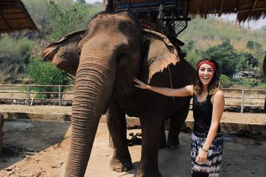 In addition to learning about the horrors of genocide and sex trafficking in Southeast Asia, Hannah Salazar also got to pet an elephant during her mission trip.