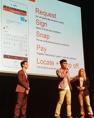 McGuire, Amargo and Woods make their presentation at the Smart City Hack.
