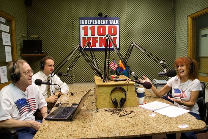 Wayne Purdin (left) and his wife Julie share their views about the need to go back to our Christian roots in their weekly radio show on KFNX.